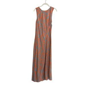 Rails Gabriella Maxi Dress Large Orange Diffused Cheetah Print Ruched Drawstring